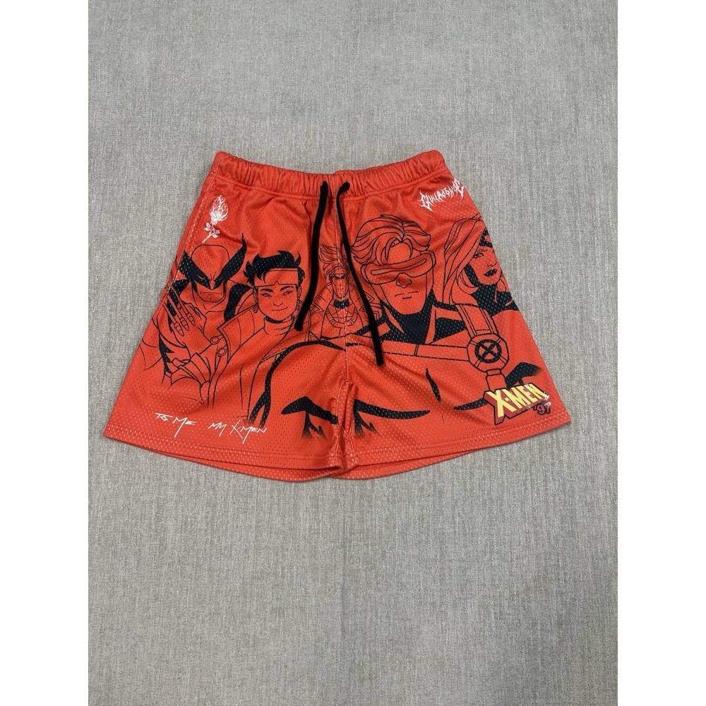 Civil Regime X Marvel X-Men 97 Mens Shorts Size Medium Orange Mesh 5" Athletic